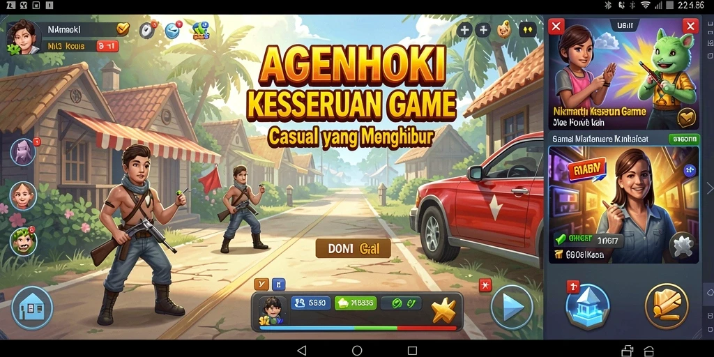 Tampilan gameplay AGENHOKI yang ceria dan penuh warna.