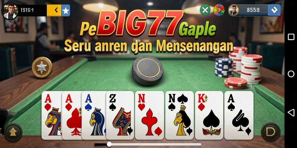 Screenshot gameplay Gaple di BIG77, menunjukkan momen seru saat bermain.