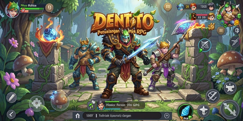 Screenshot gameplay DENTOTO menampilkan aksi mendebarkan dalam petualangan RPG.
