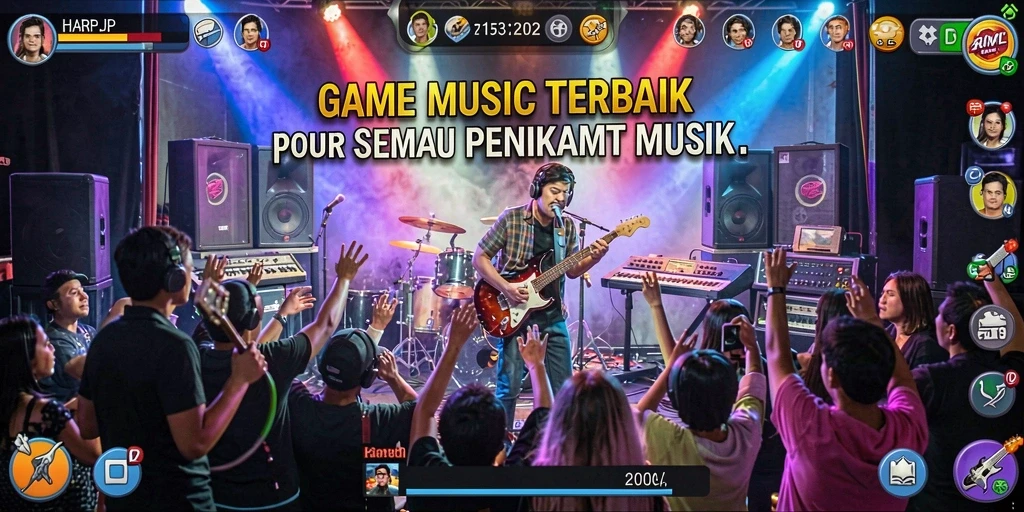 Screenshot gameplay <strong>HARAPJP</strong> menunjukkan antarmuka yang menarik saat bermain musik.