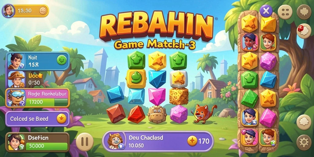 Tangkapan layar gameplay <strong>REBAHIN</strong> yang menarik dalam aksi Match-3.