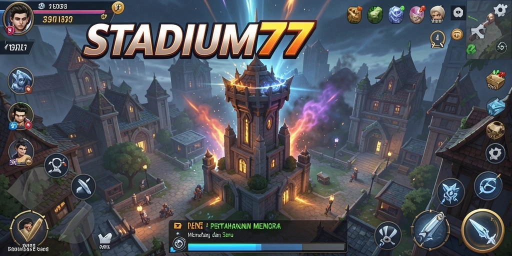 Gameplay seru dan mendebarkan dalam STADIUM77 Tower Defense.