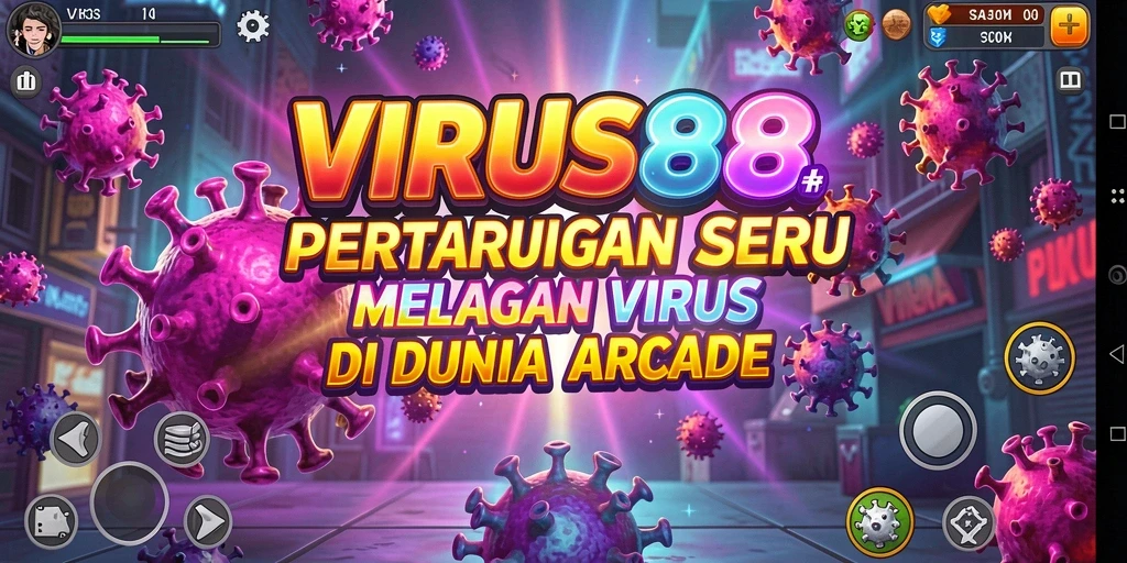Tampilan gameplay seru di VIRUS88 dengan karakter melawan virus.